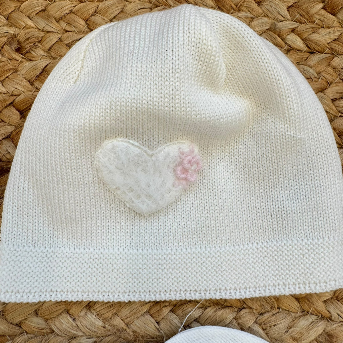 Uscita clinica neonata in pura lana color latte con completo, copertina, cappellino e scarpine