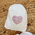 Uscita clinica neonata pura lana latte con coniglietta rosa e copertina coordinata