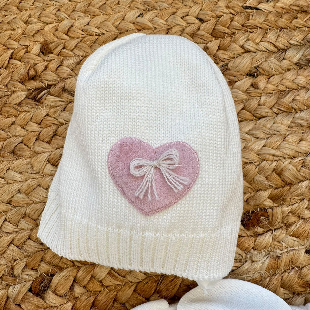 Uscita clinica neonata pura lana latte con coniglietta rosa e copertina coordinata