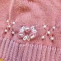 Set uscita clinica neonata rosa marsala in Lana Tollegno Merino Extrafine con copertina ricamata a mano.