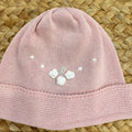 Cappellino neonata rosa in filo di cotone con ricamo