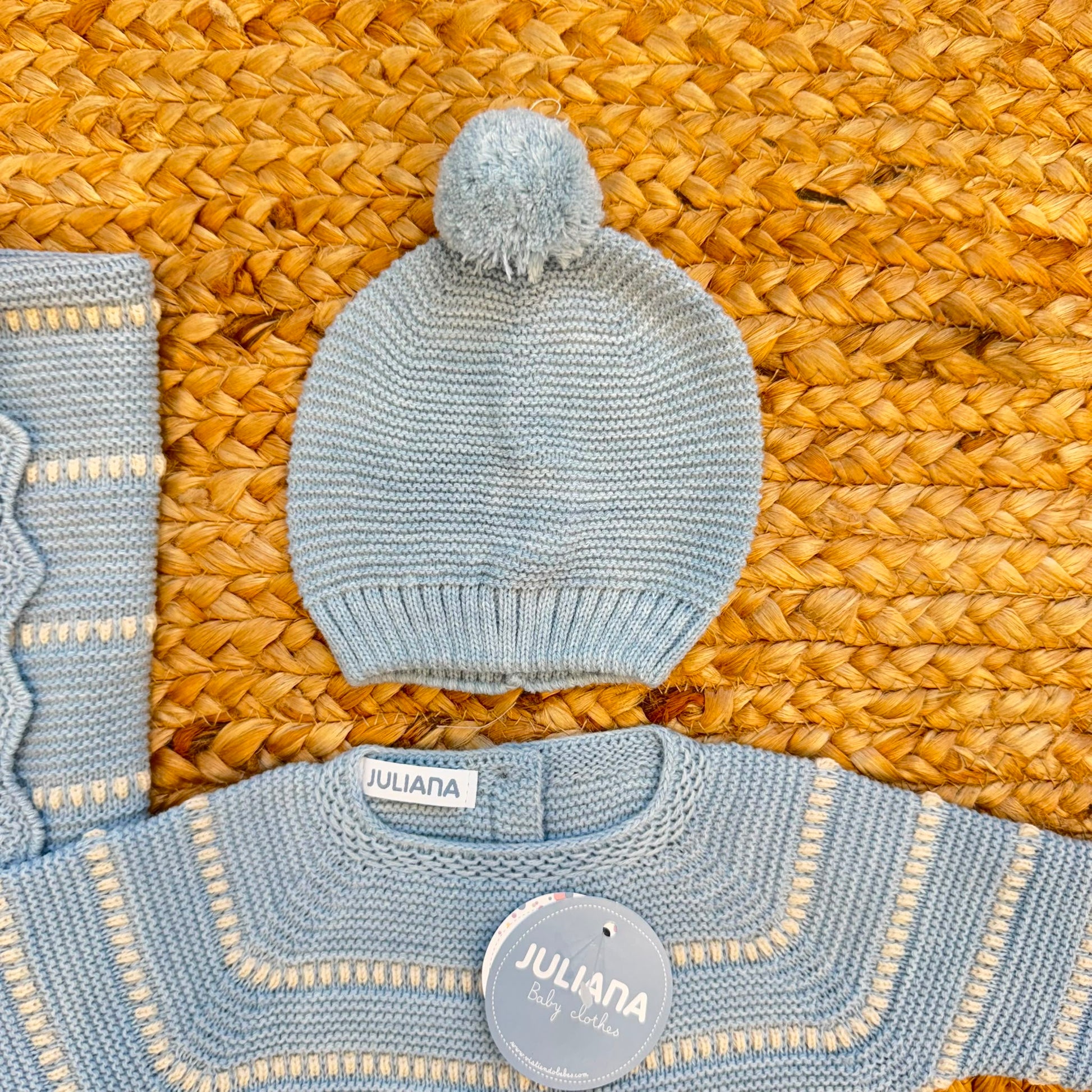 set nascita neonato azzurro Juliana con copertina completino e cappellino