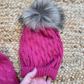 cappellino bimba fucsia con pompon