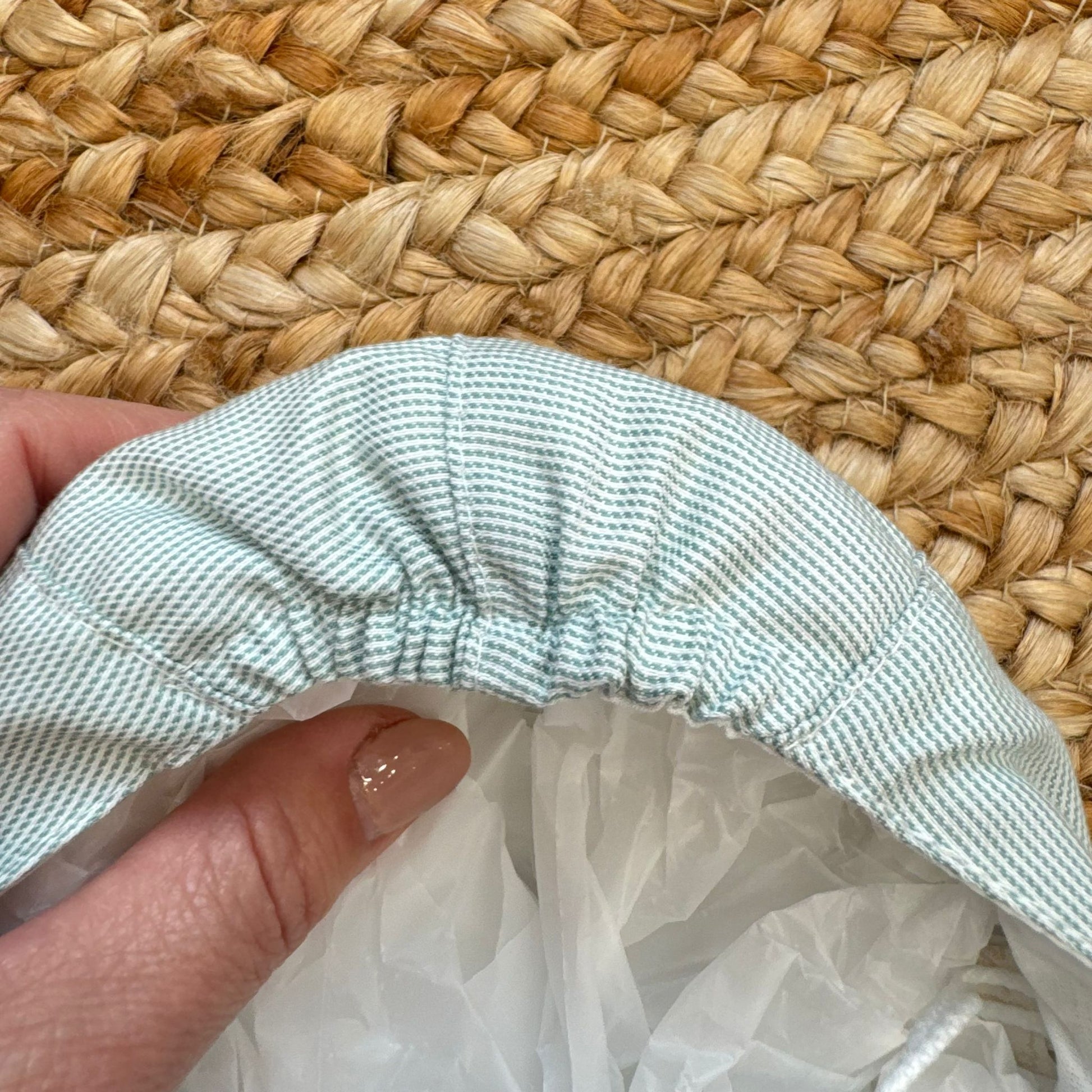 cappello coppola neonato verde salvia con elastico