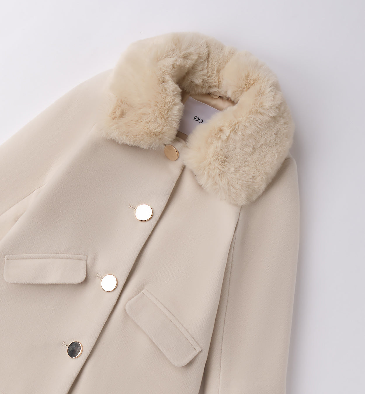 cappottino bambina beige retro con fiocco