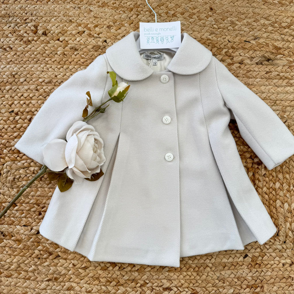 cappottino battesimo bimba panna con colletto tondo