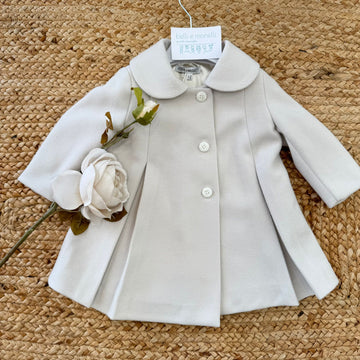 cappottino battesimo bimba panna con colletto tondo