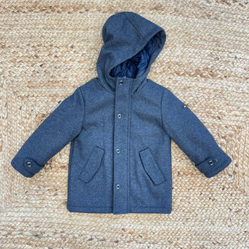 cappottino bimbo grigio in lana con cappuccio