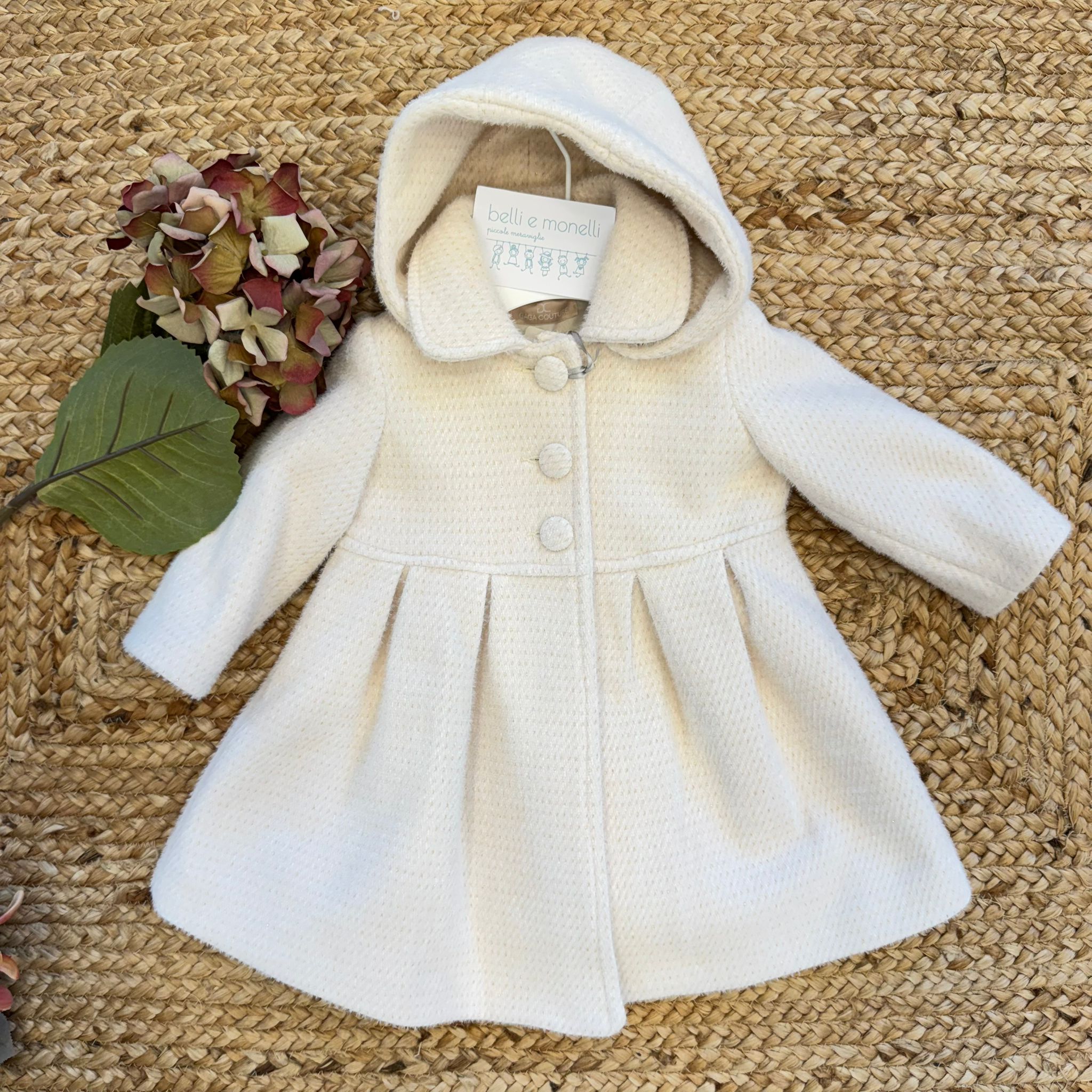 cappottino elegante bimba panna con cappuccio