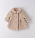 cappottino neonata caldo cotone beige effetto bouclé fronte