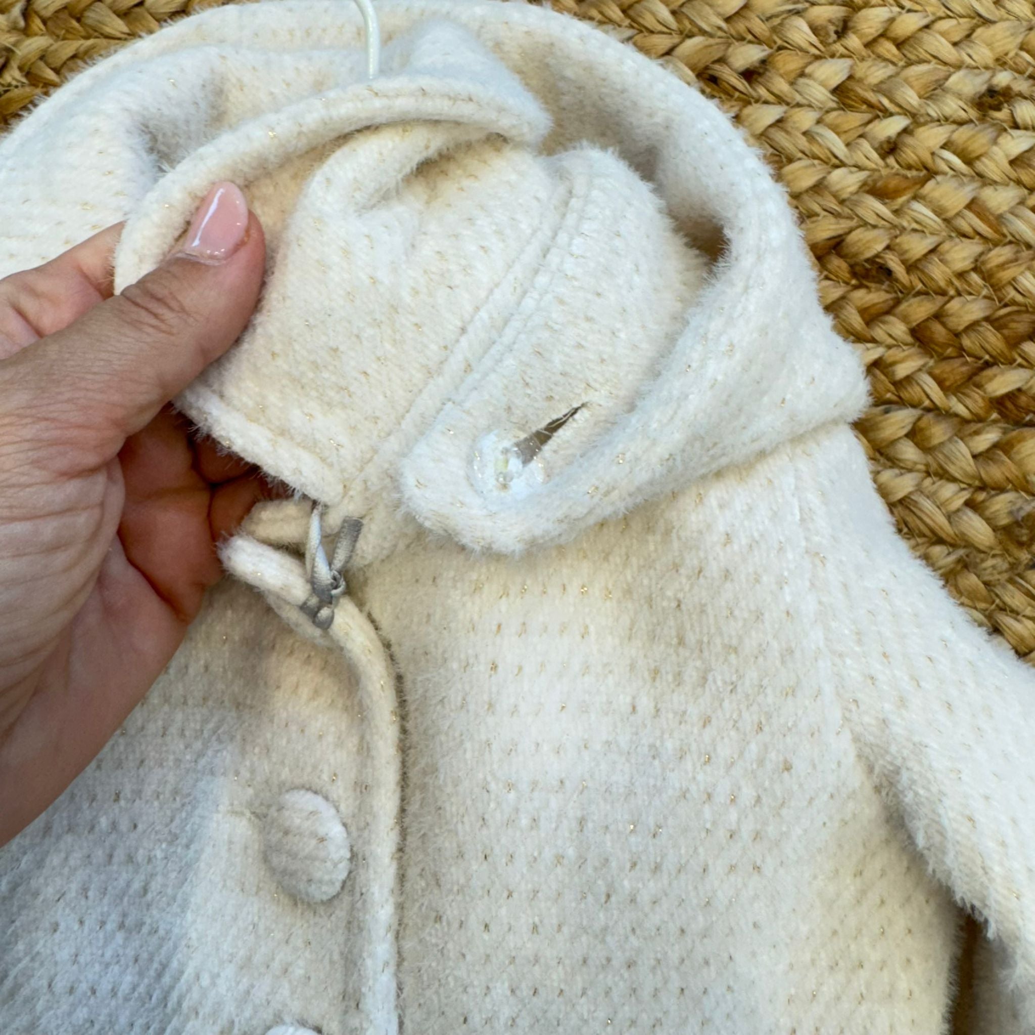 cappottino panna bambina con cappuccio staccabile