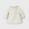 Cappotto bimba bianco latte effetto bouclé con colletto e bottoni decorativi a forma di fiore