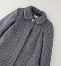 Cappotto bimba grigio con colletto arrotondato e dettaglio gioiello sul davanti