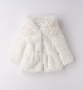 cappotto bambina in eco pelliccia panna fronte