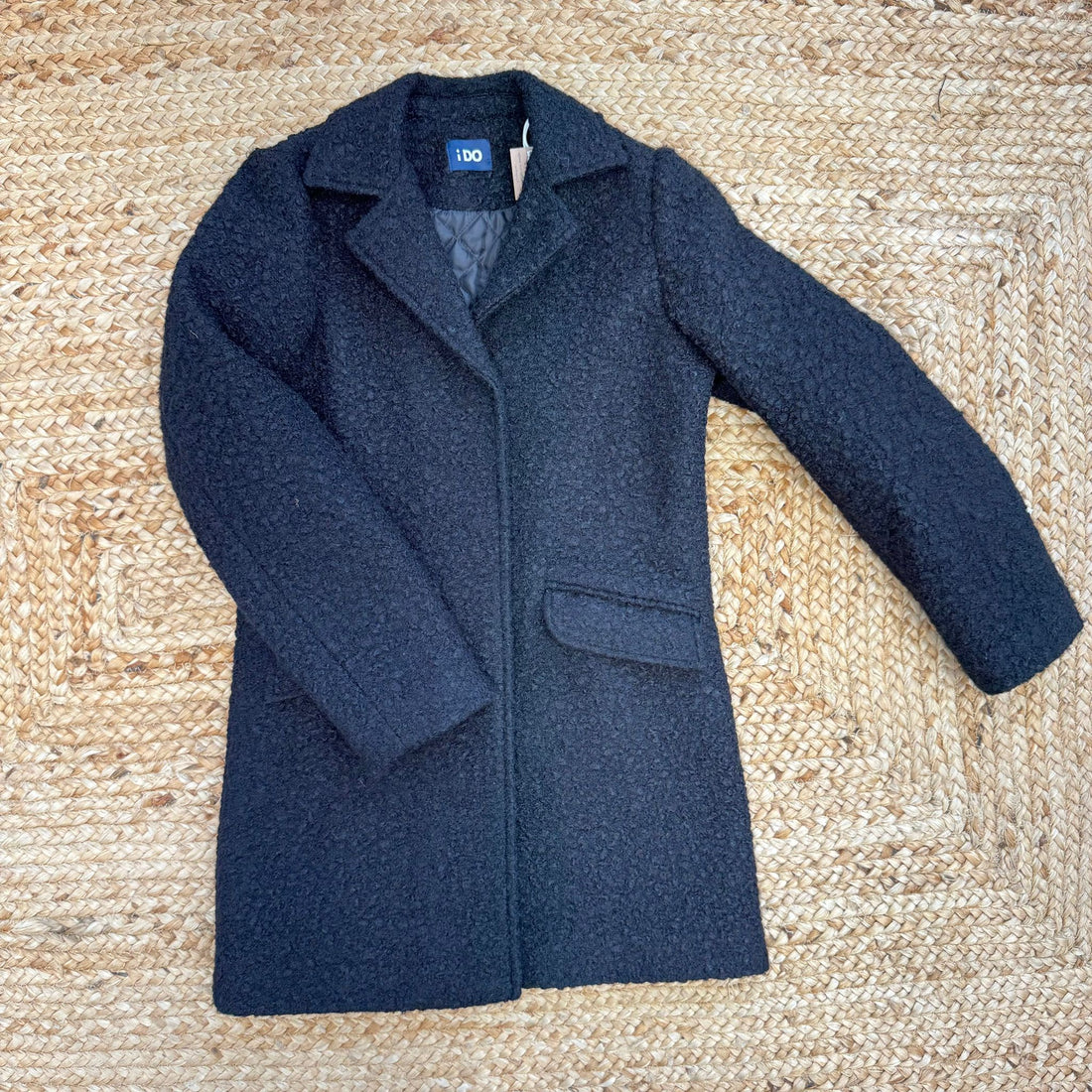 cappotto bimba nero elegante con interno trapuntato