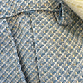 Completo battesimo bimbo azzurro e avorio con cardigan doppiopetto, pantalone con bretelle e papillon