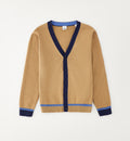 cardigan bambino beige con bordi blu cotone