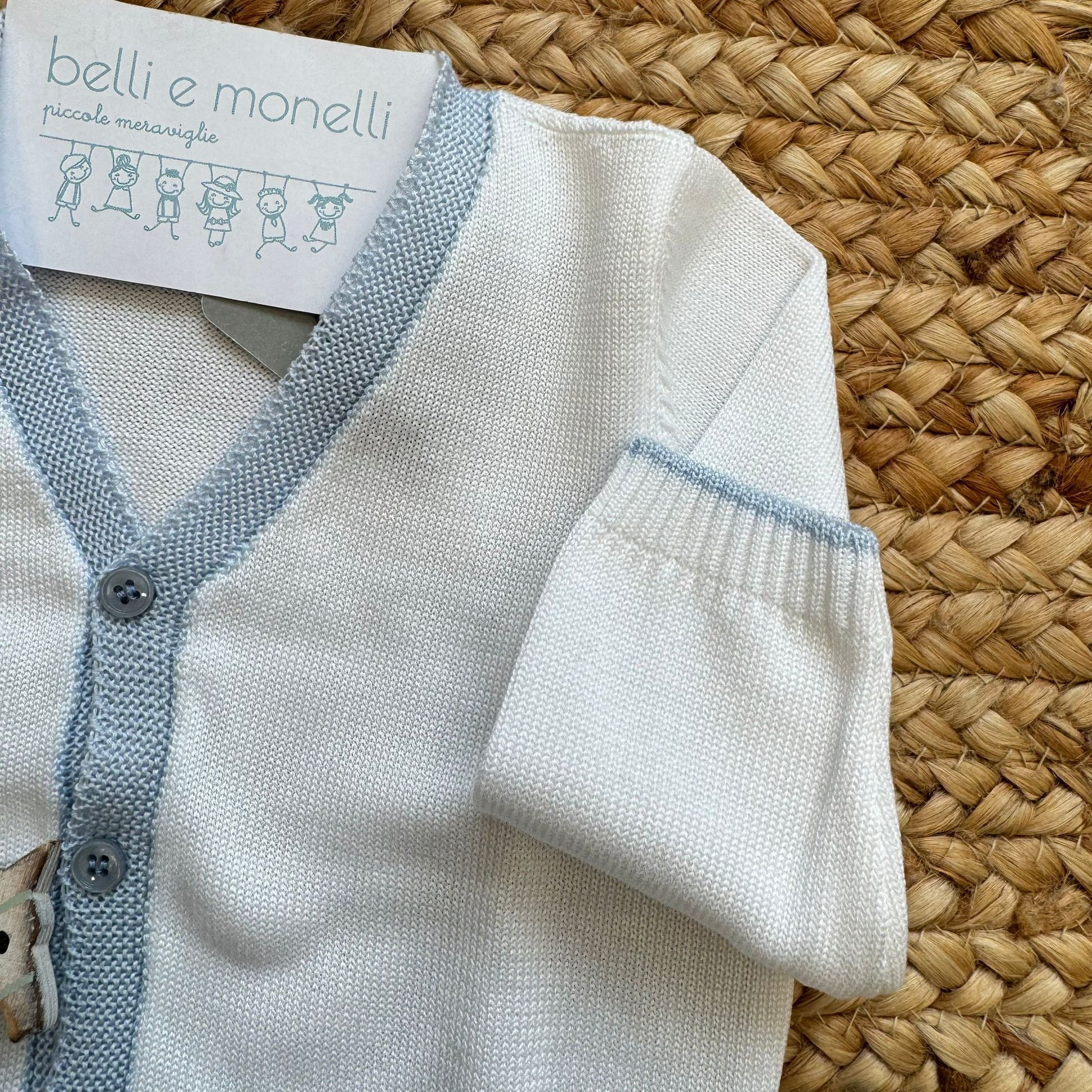 cardigan neonato cerimonia battesimo bianco celeste