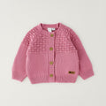 Completo bimba 3 pezzi rosa con cardigan in caldo cotone, maglia e pantaloncino tartan