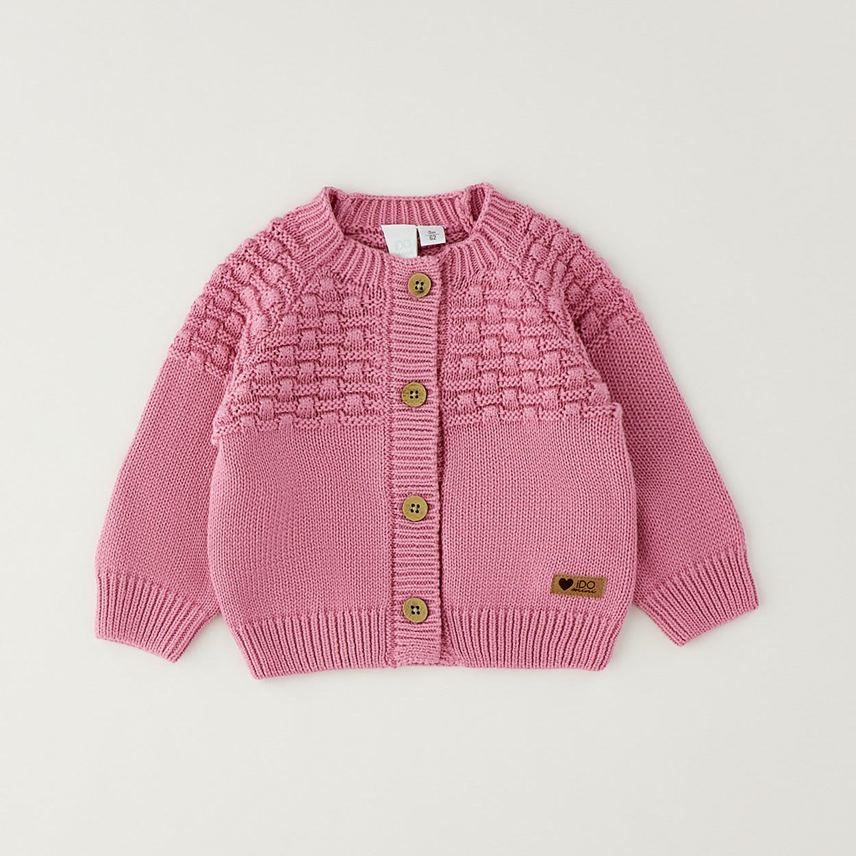 Completo bimba 3 pezzi rosa con cardigan in caldo cotone, maglia e pantaloncino tartan