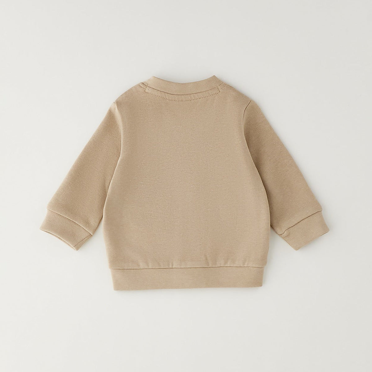 Cardigan bimbo beige con bottoni, scollo a V e tasche applicate