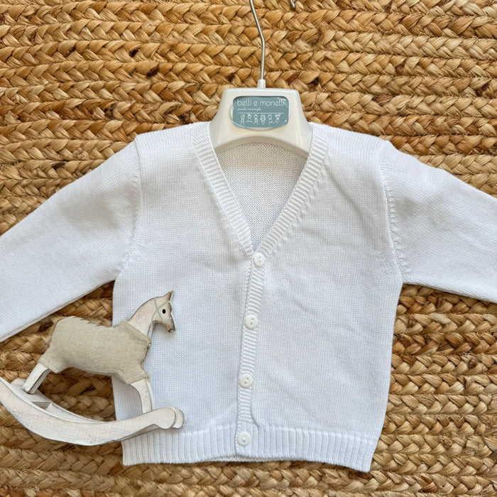 cardigan bimbo elegante cotone bianco