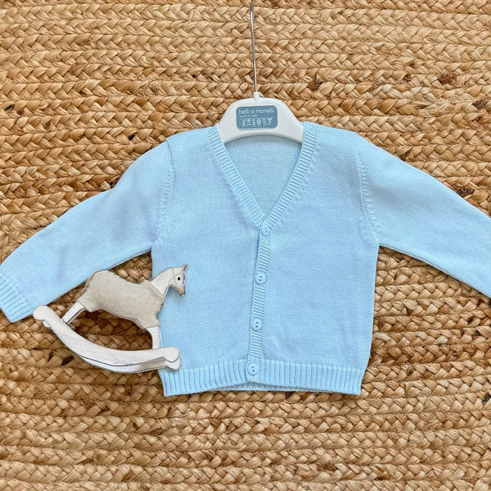 cardigan bimbo elegante celeste in cotone