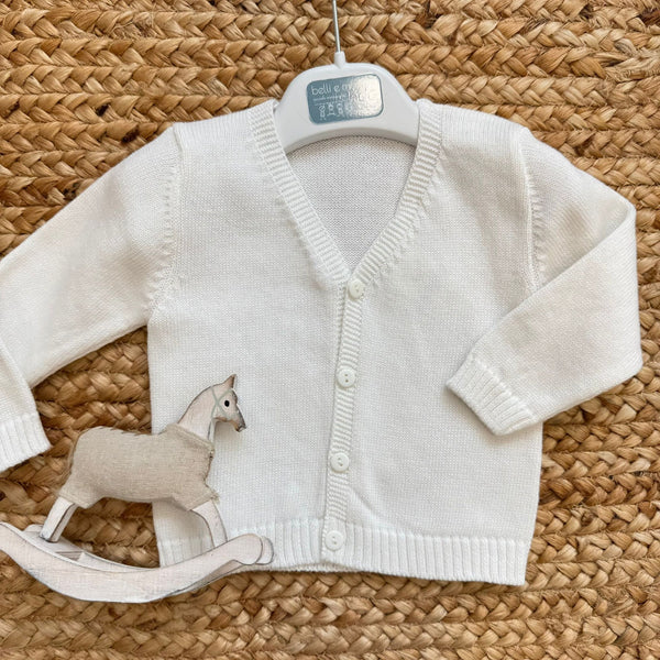 cardigan bimbo elegante cotone color perla