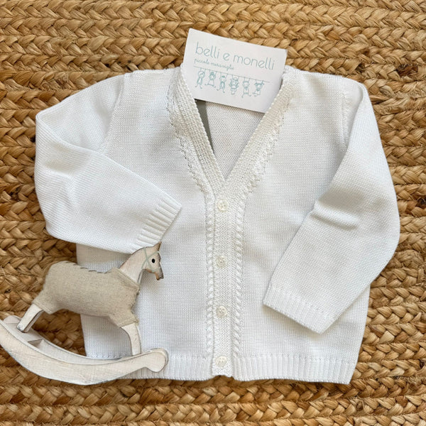 cardigan bimbo elegante cotone bianco cerimonia
