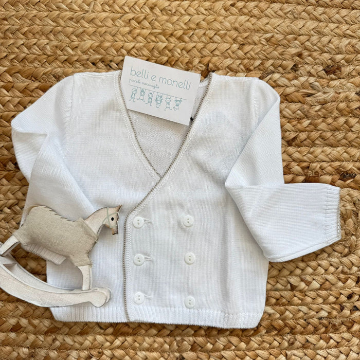 cardigan bimbo elegante doppiopetto bianco cotone