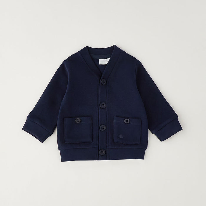Pantalone bambino blu a microfantasia visto dal retro con tasche applicate