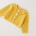 Retro cardigan giallo bimba dalla texture morbida