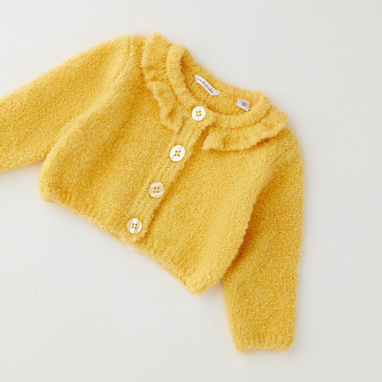 Retro cardigan giallo bimba dalla texture morbida