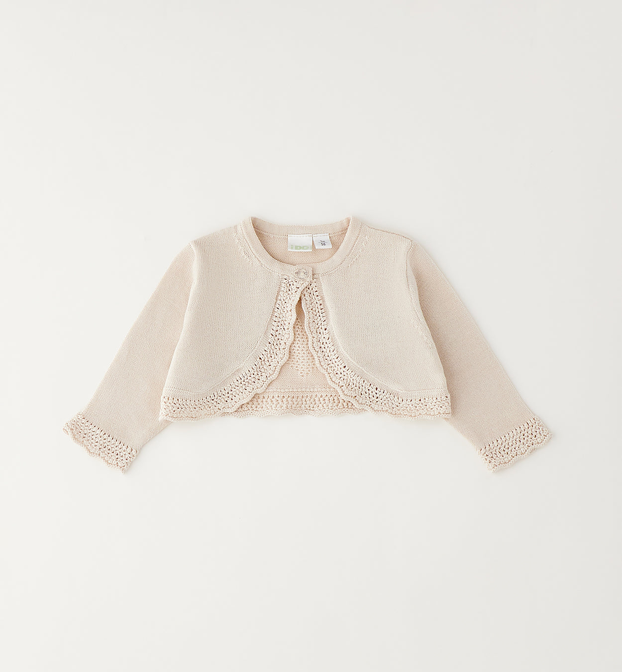 cardigan beige neonata vista posteriore con cuore