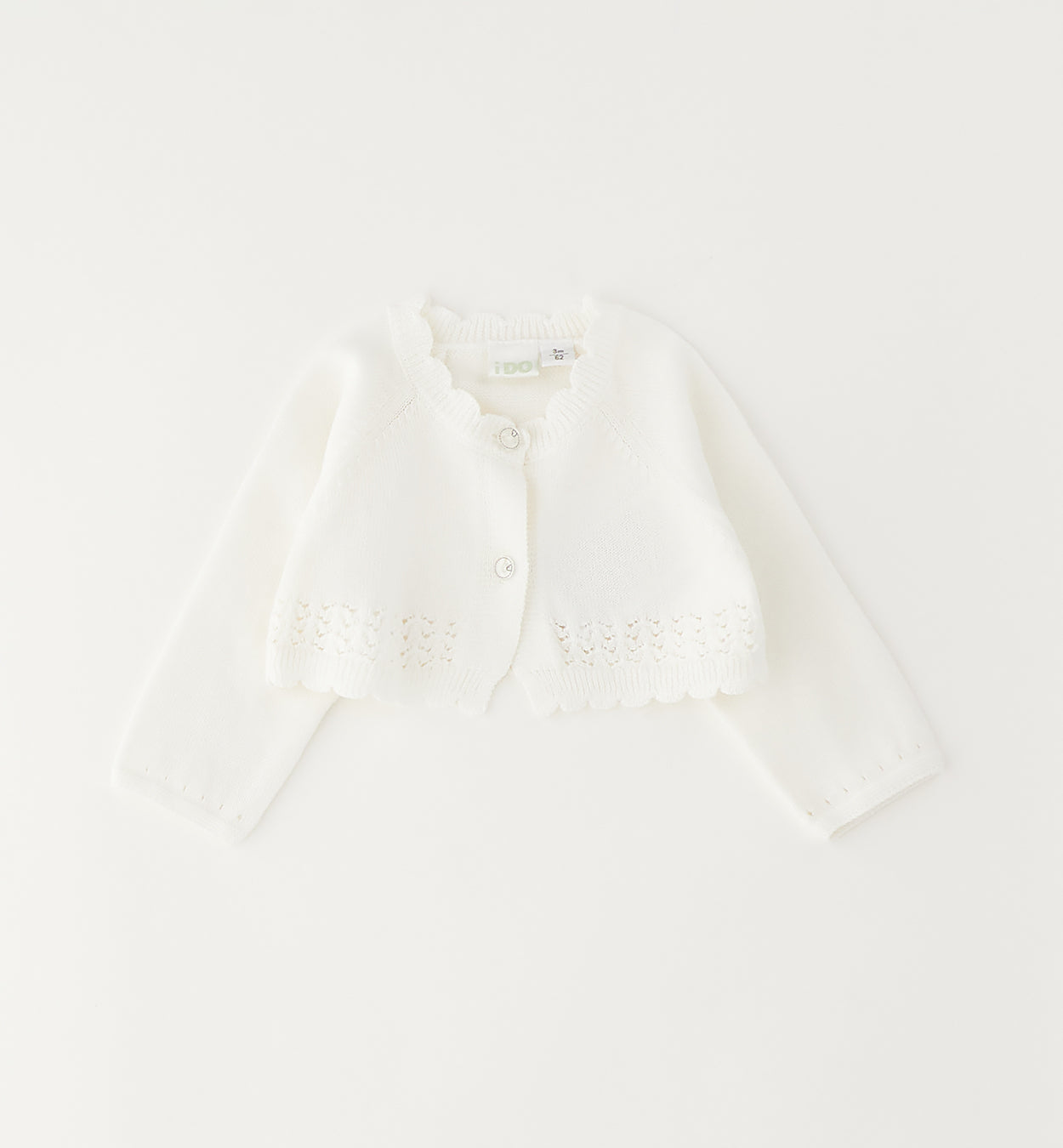 Cardigan bianco 100% cotone vista frontale