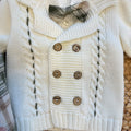 Completo cerimonia bimbo panna e verde tartan con cardigan