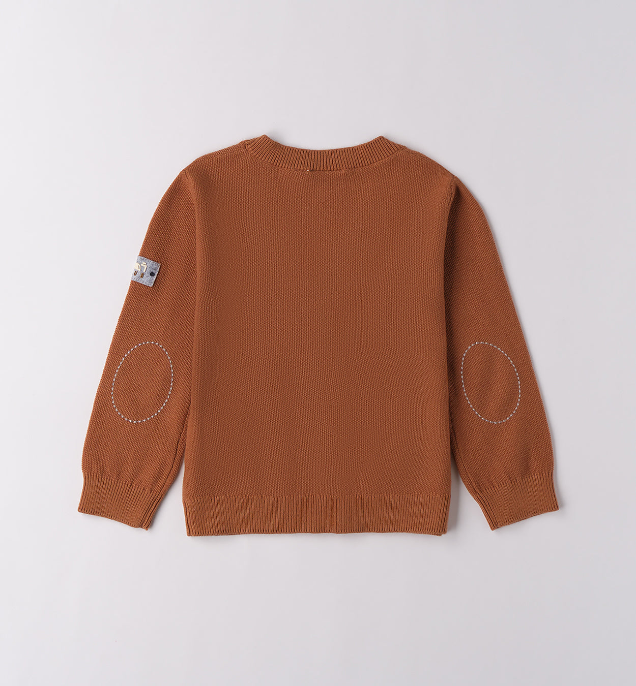 cardigan bambino caramello retro con toppe gomito