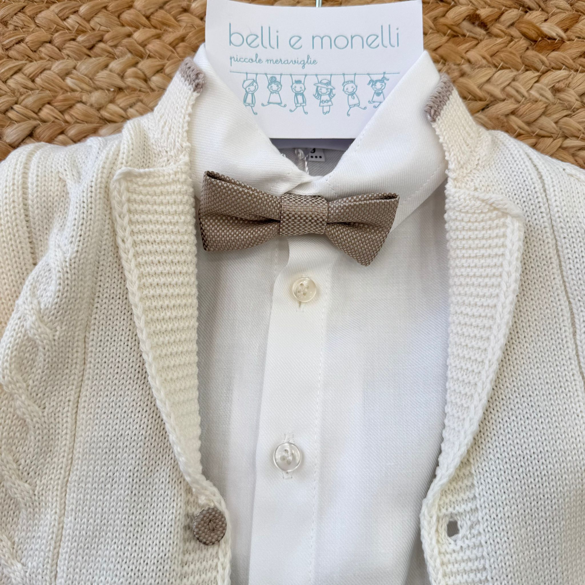 cardigan panna lavorato a trecce bimbo