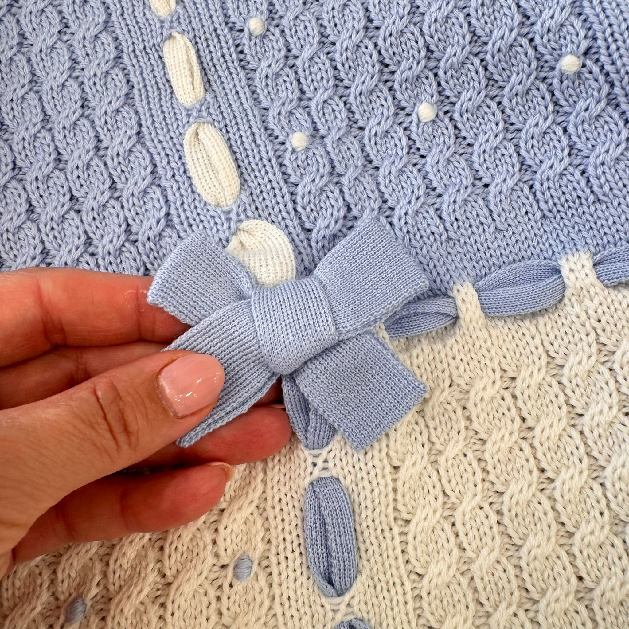 USCITA CLINICA AZZURRO E PANNA IN LANA MERINO |NUOVA COLLEZIONE