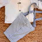 COMPLETO AZZURRO POLVERE CON BRETELLE