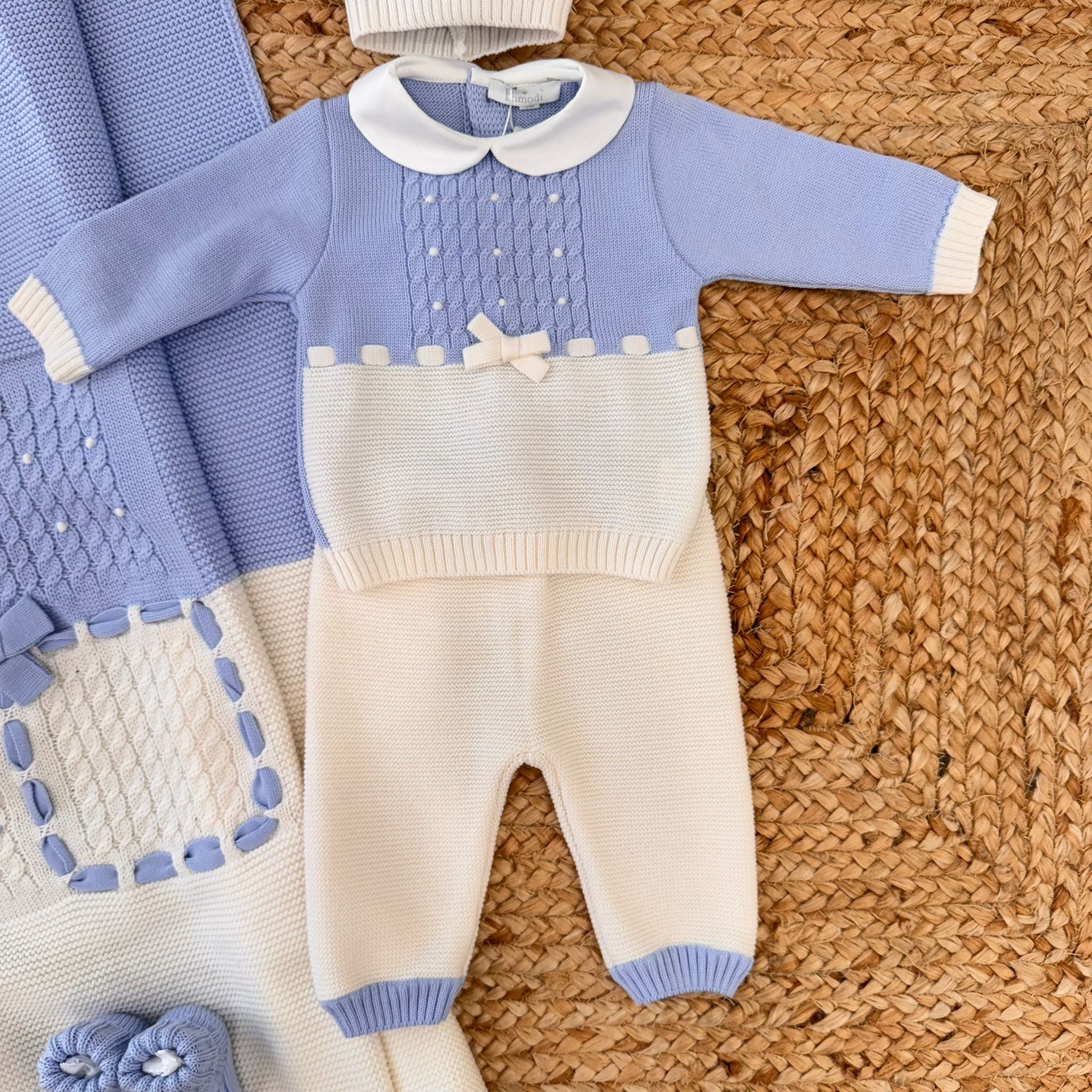 USCITA CLINICA AZZURRO E PANNA IN LANA MERINO |NUOVA COLLEZIONE