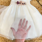VESTITO ELEGANTE BIMBA PER BATTESIMO CON GONNA IN TULLE LEGGERO