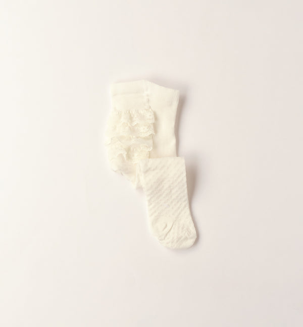 collant battesimo bimba bianco latte con pizzo