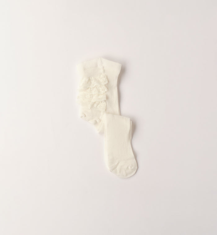 collant battesimo bimba bianco latte con pizzo