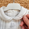 Pagliaccetto battesimo bimbo bianco in cotone e lino con colletto sartoriale