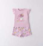 Completino estivo rosa per neonata con stampa Hello Summer 