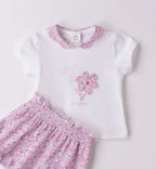 Retro completino neonata con bottoncini e colletto liberty rosa

