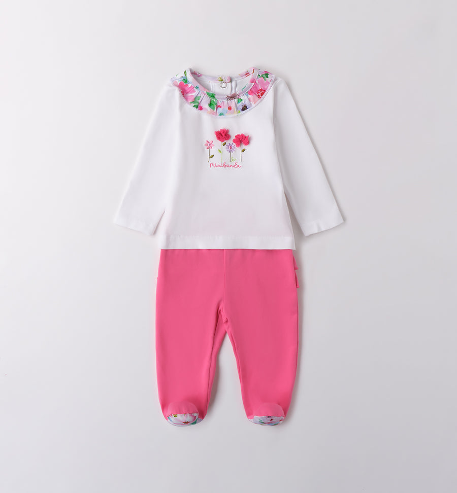 COPRIFASCE NEONATA CON RICAMI FLOREALI