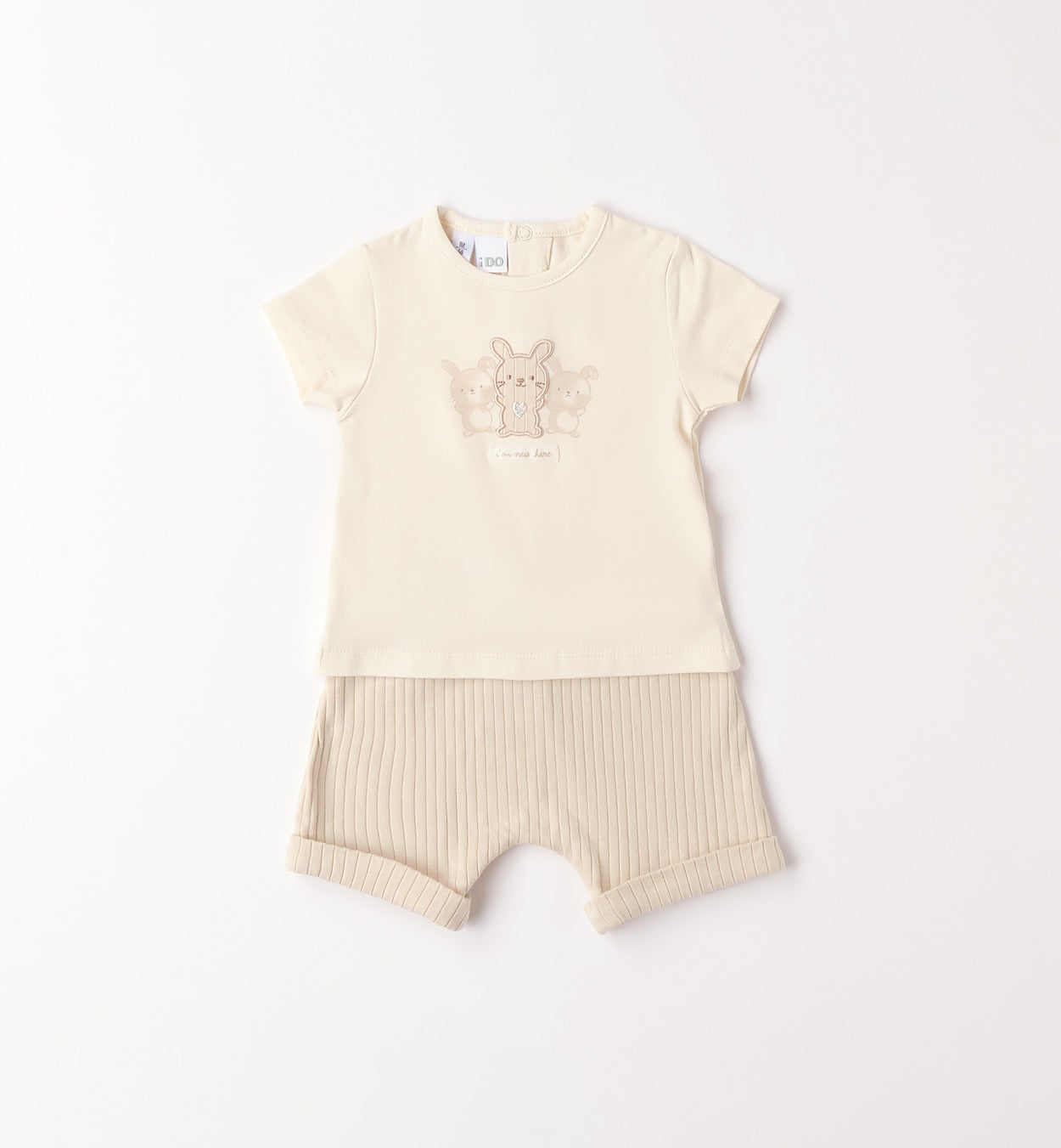 Completino unisex neonato in cotone con maglietta e pantaloncino