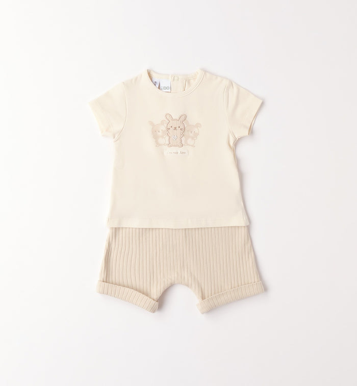 Completino unisex neonato in cotone con maglietta e pantaloncino